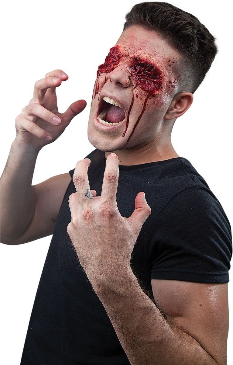 Ghoulish Latex Oog Wond ( Sightless ) + Lijm & Bloed | Halloween | Griezel | Eng